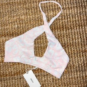 MIKOH Taha’a High Neck Wrap Around Halter Top in Island Cloud Pink NWT